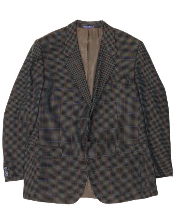 Ermenegildo Zegna Veste blazer à 3 boutons pour homme UK 40 Grand carreaux bleu marine