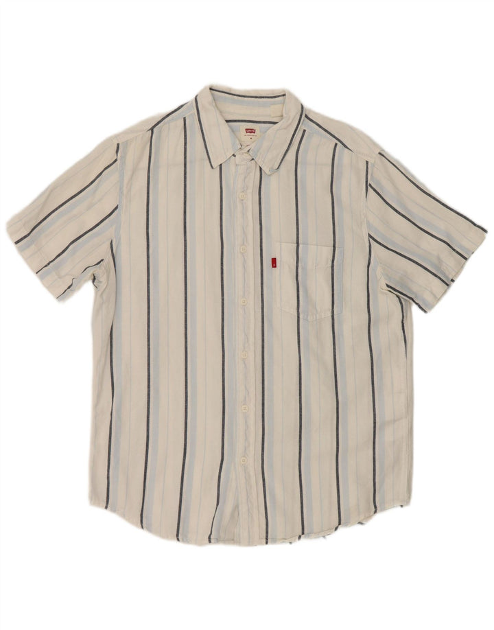 Levi's Chemise à Manches Courtes Homme Coupe Standard Coton Rayé Blanc Moyen