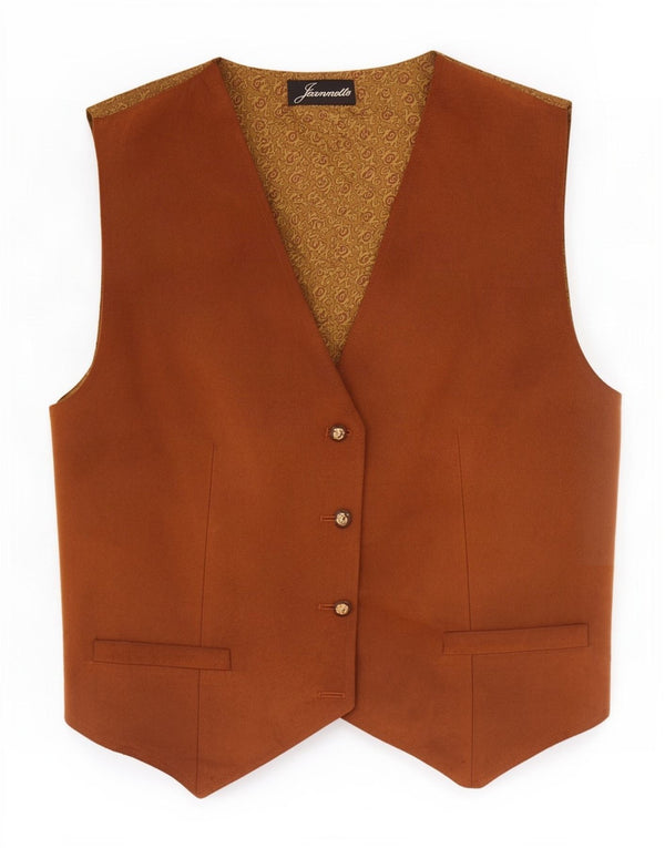vintage Womens Crop Suede Gilet UK 14 Brun Moyen