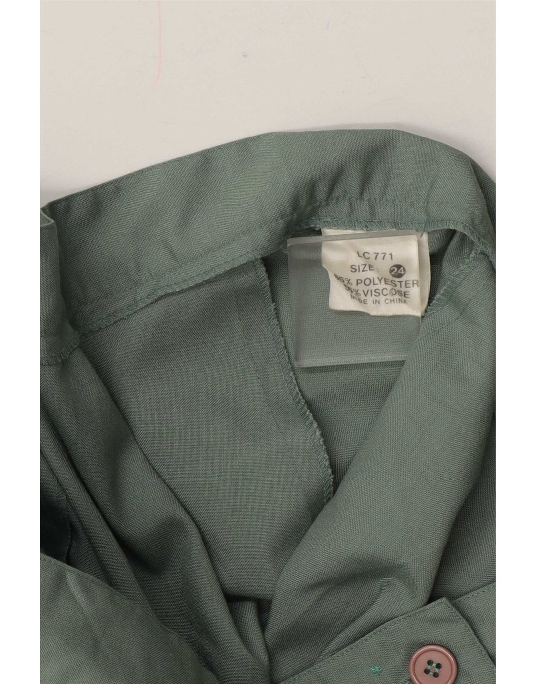 vintage Femmes Jupe Plissée Régulière W40 2XL Vert Polyester