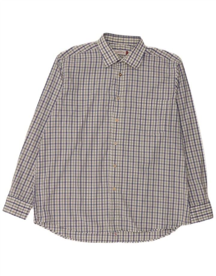 Gloriette Chemise Homme Taille 43 Grand Coton à Carreaux Blanc