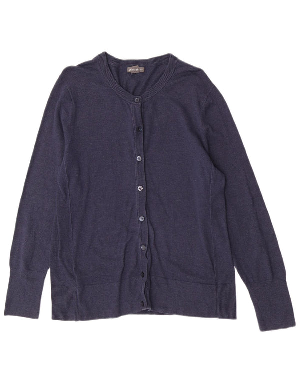 Eddie Bauer Womens Regular Fit Cardigan Sweater UK 14 Large Navy Blue