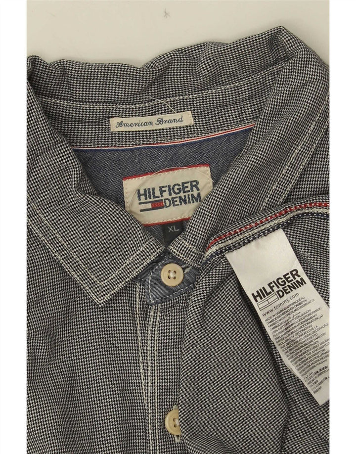 Tommy Hilfiger Chemise Homme XL Gris Pied-de-Poule Coton