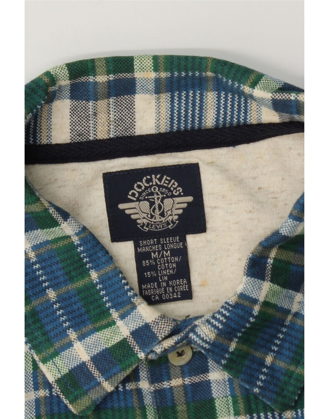 Dockers Chemise à manches courtes pour homme en coton à carreaux bleu moyen