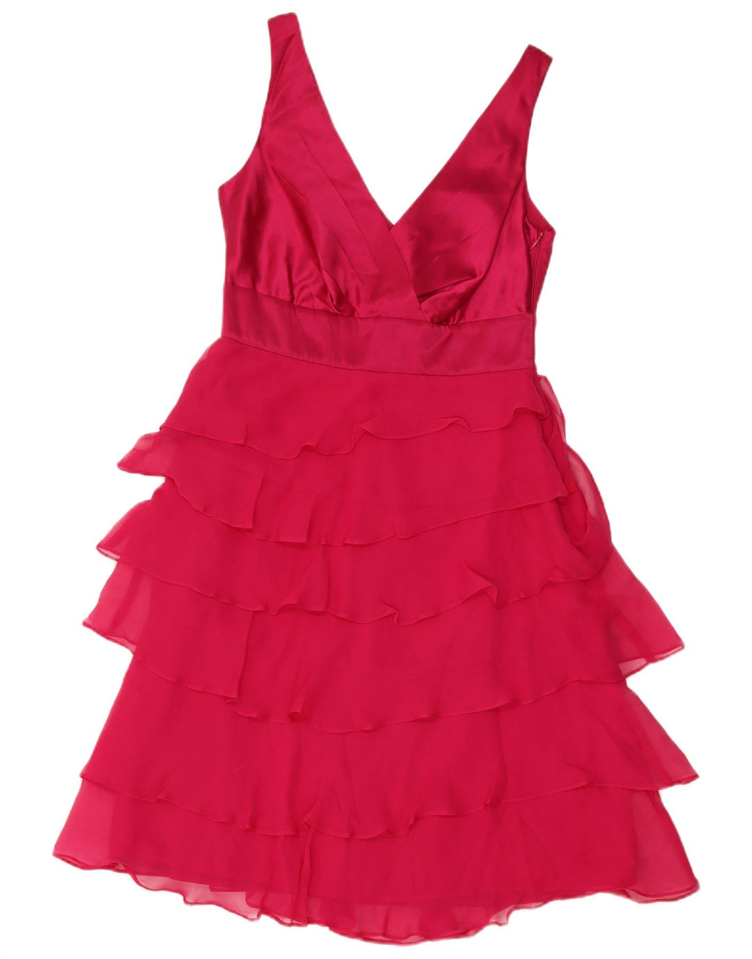 Monsoon Robe à volants pour femme UK 8 Petite soie rose