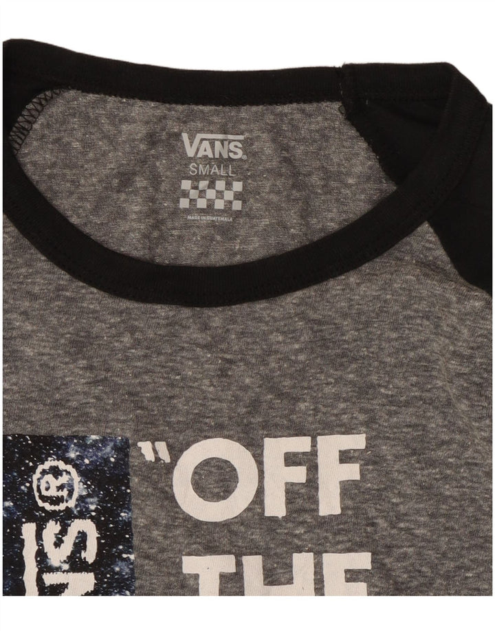 VANS Haut graphique pour femme à manches 3/4 UK 10 Small Gris Colourblock