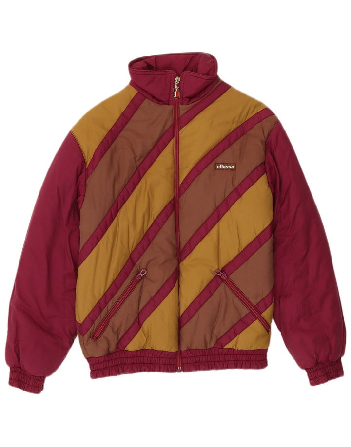 Ellesse Veste matelassée pour femme EU 40 en coton color block bordeaux moyen