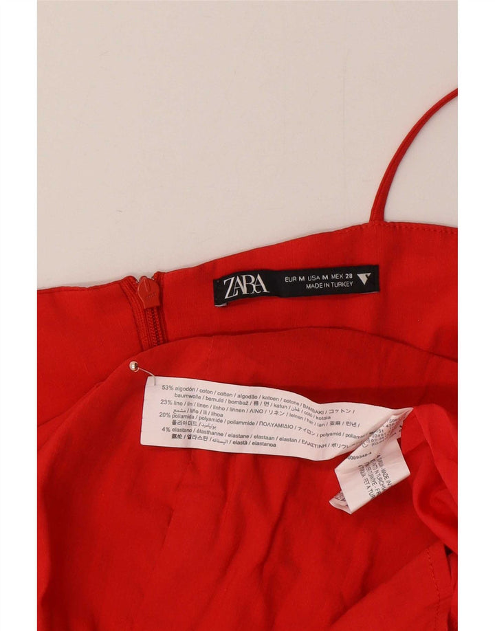 Zara Femme Robe d'été UK 12 Coton Rouge Moyen