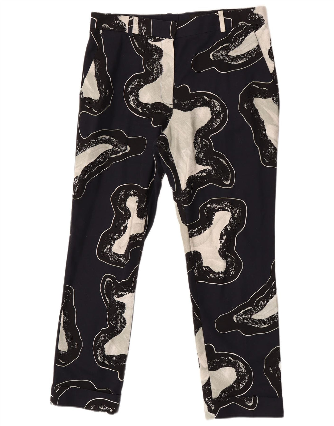 Cos Pantalon Chino à Motif Abstrait pour Femme EU 40 Medium W34 L28 Bleu Marine