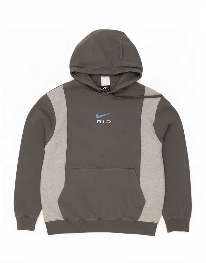 Nike Pull à capuche en coton color block gris moyen pour homme
