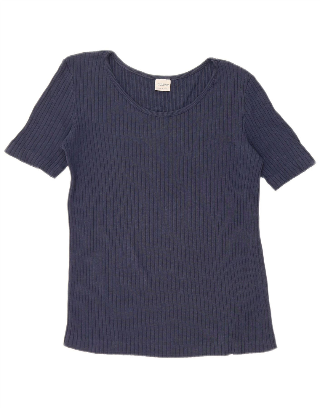 Benetton T-Shirt Femme Top UK 12 Bleu Marine Moyen