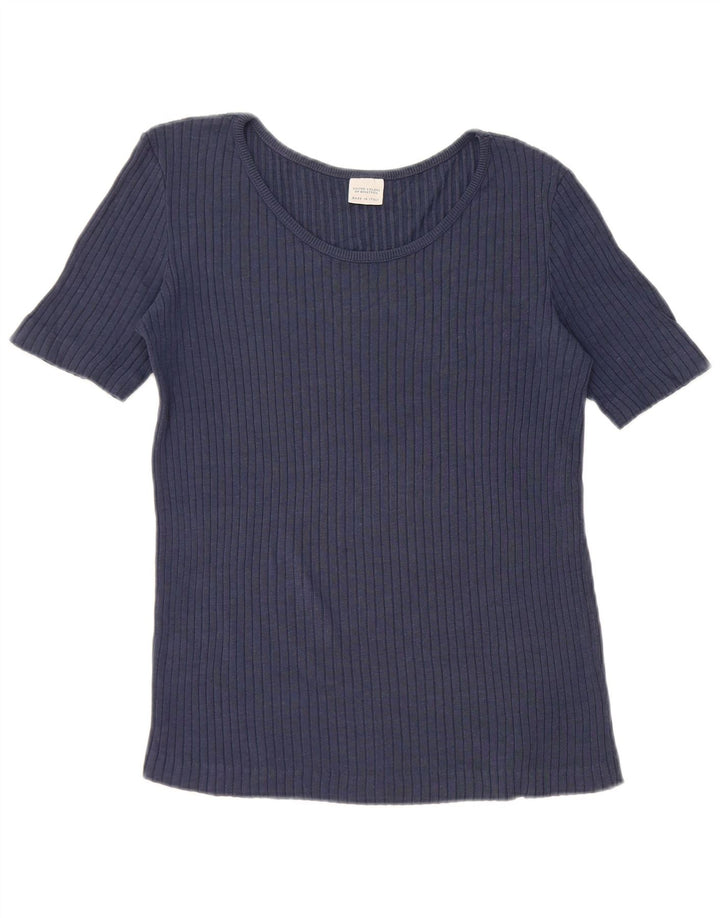 Benetton T-Shirt Femme Top UK 12 Bleu Marine Moyen