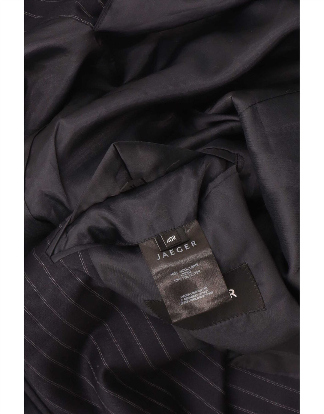 Jaeger Veste blazer à 2 boutons pour homme UK 40 Grande laine à fines rayures bleu marine