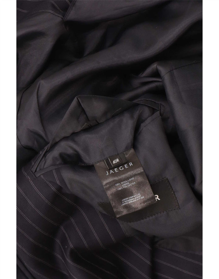 Jaeger Veste blazer à 2 boutons pour homme UK 40 Grande laine à fines rayures bleu marine