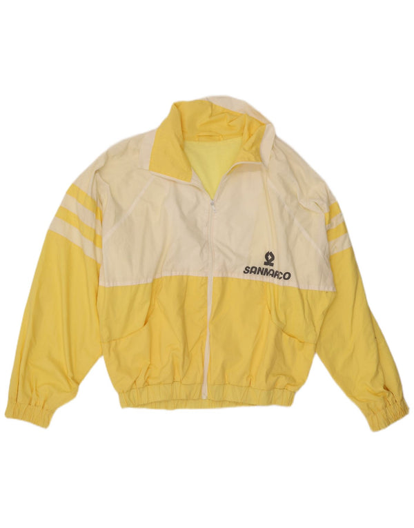vintage Mens Graphic Bomber Jacket UK 42 XL Jaune Colorblock