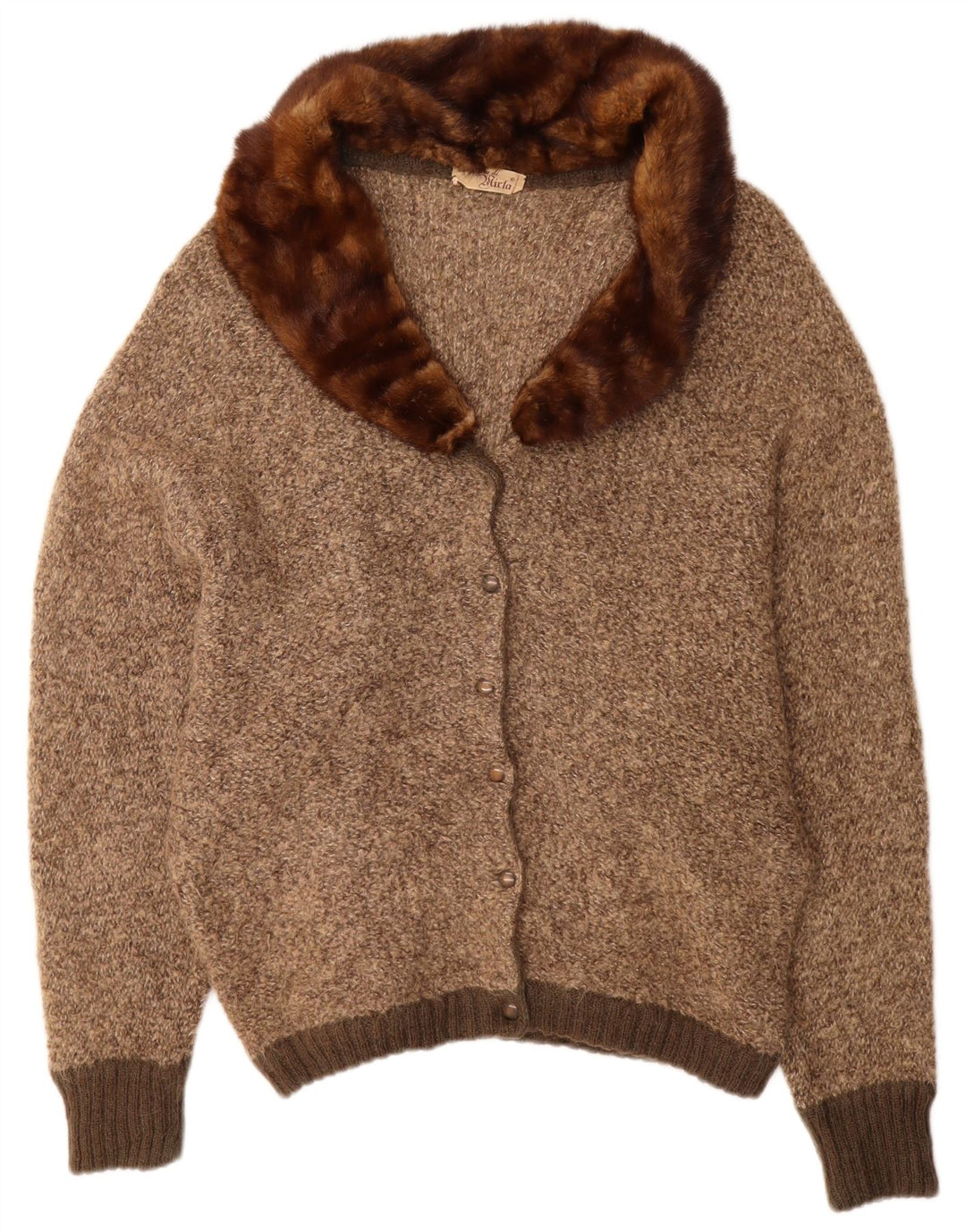 VINTAGE Pull Cardigan Femme UK 18 XL Marron