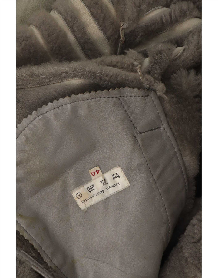 vintage Femme Shearling Coat EU 40 Peau d’agneau gris moyen