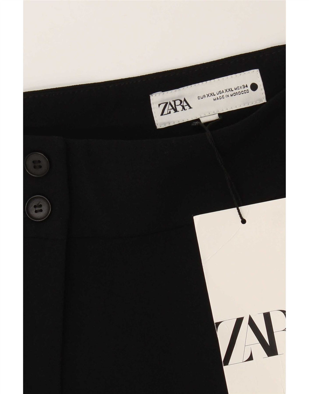 Zara Pantalon court pour femme 2XL W34 L28 Polyester noir