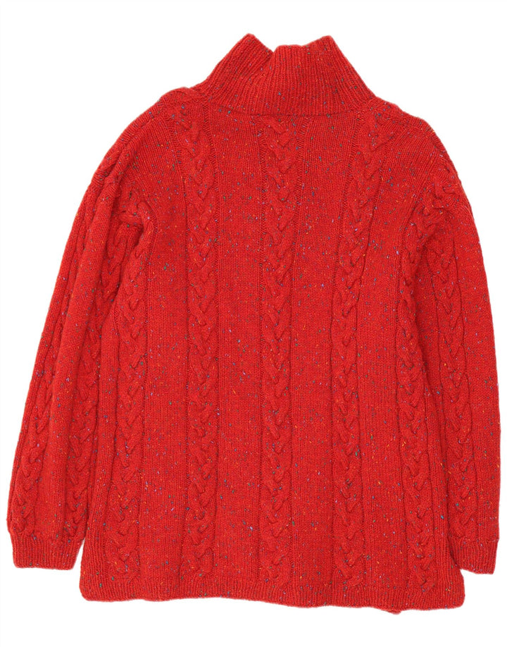 VINTAGE Pull col roulé homme rouge moyen moucheté