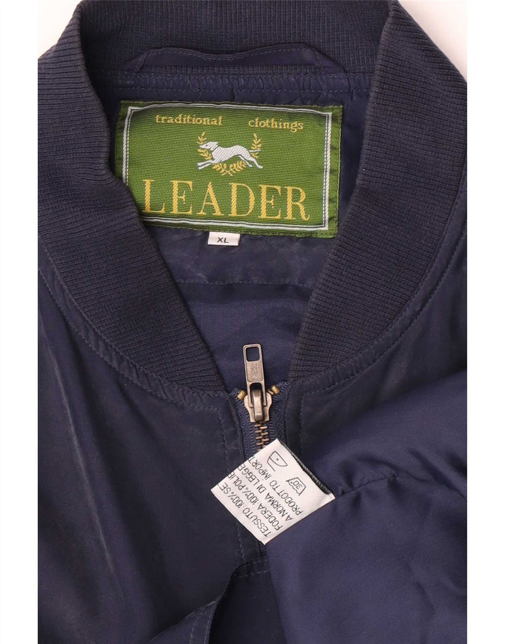 Leader Veste Bomber Homme UK 42 XL Bleu Marine Soie
