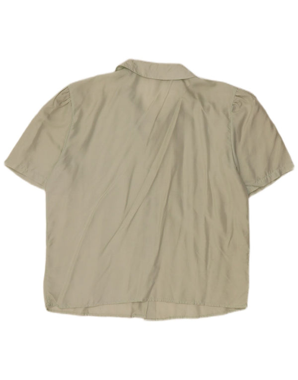 Stefanel Chemise à manches courtes pour femme UK 16 Grande soie verte