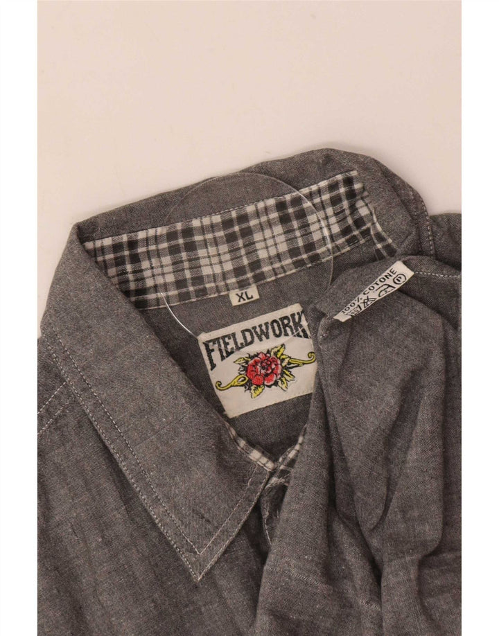 Fieldwork Chemise à manches courtes pour homme XL Coton gris