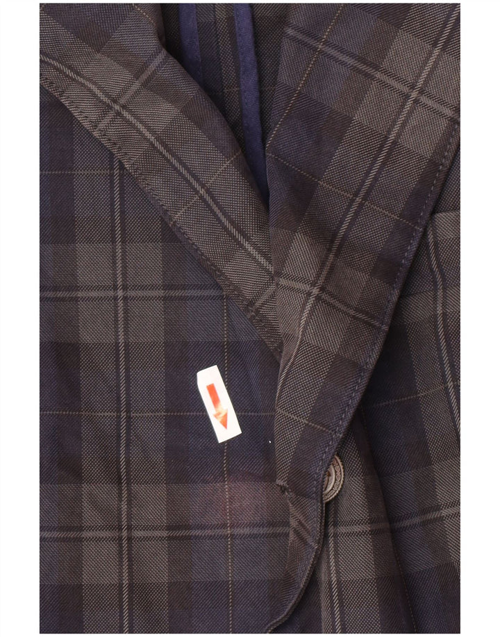 Jaggy Veste Blazer 3 Boutons Homme IT 48 Bleu Marine Moyen à Carreaux Coton