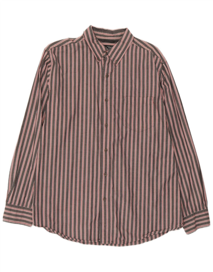 Chaps Chemise Homme Large Gris Rayé Coton