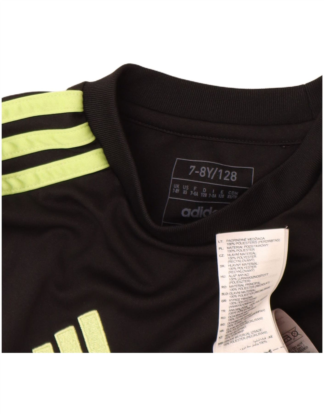 Adidas Garçons T-Shirt Top 7-8 ans Noir Polyester
