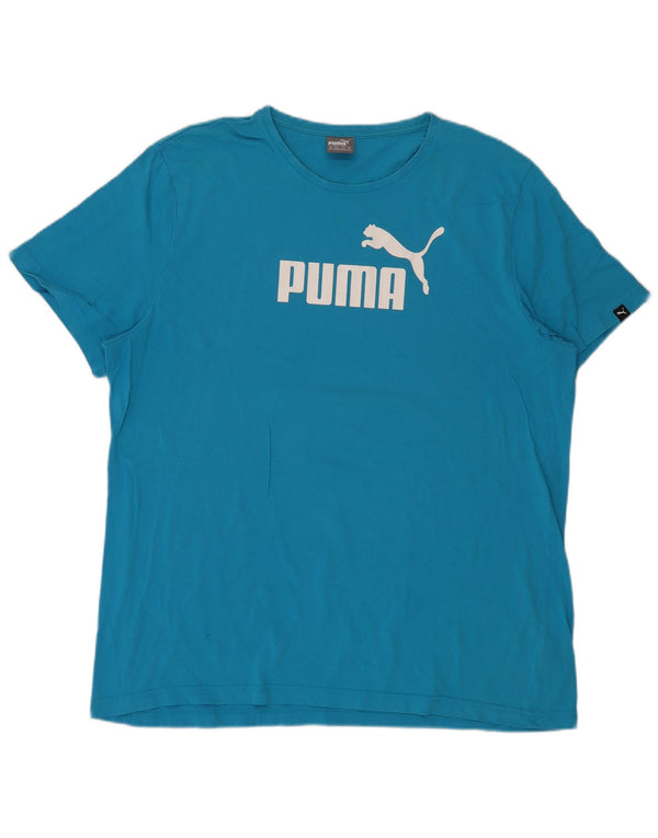 Puma Mens Graphic T-Shirt Top 2XL Blue Cotton
