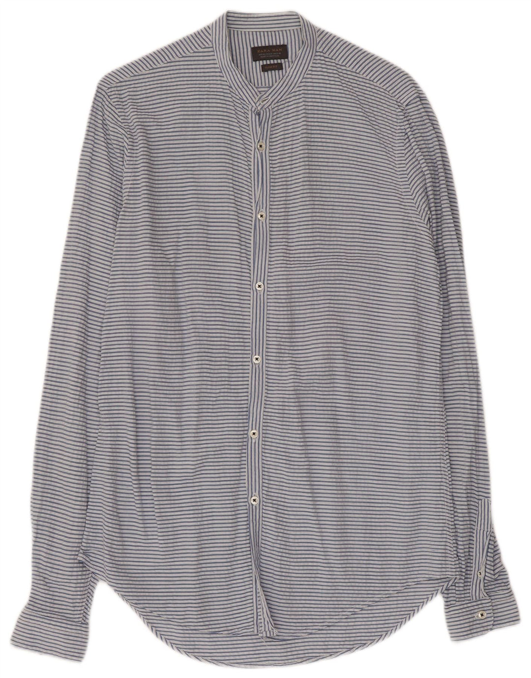 Zara Chemise Slim Fit Homme Bleu Moyen À Fines Rayures