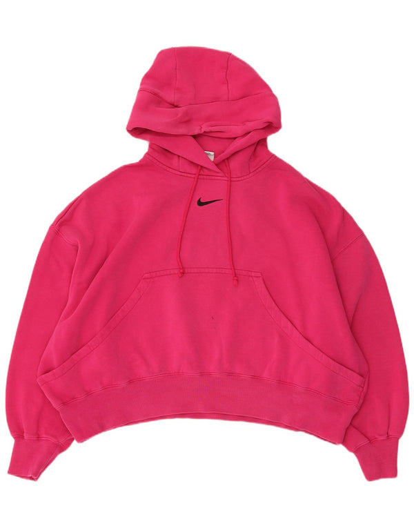 Nike Femme Crop Oversize Sweat à capuche UK 14 Coton Rose Moyen