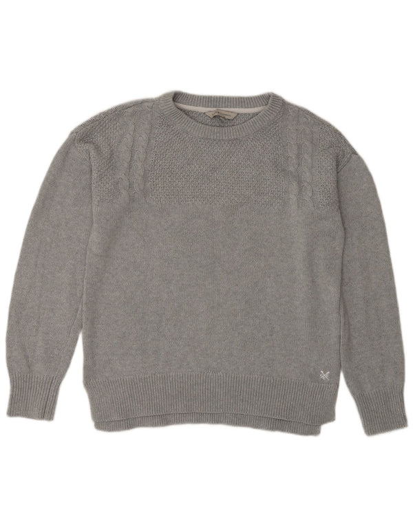 Crew Clothing Pull à col pour femme UK 12 Gris moyen Coton