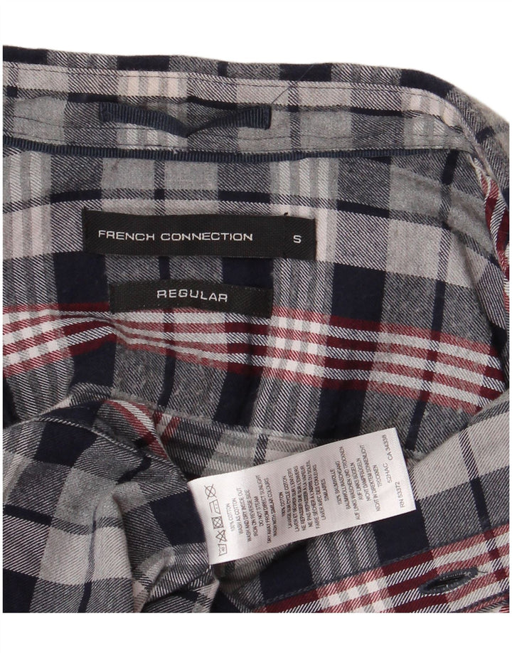 FRENCH CONNECTION Chemise en flanelle coupe classique pour homme, petits carreaux bleu marine
