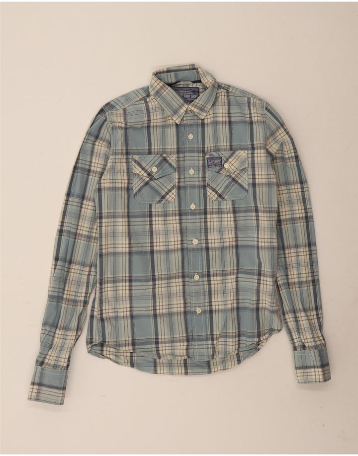 Superdry Chemise Homme Bleu Moyen Carreaux Coton