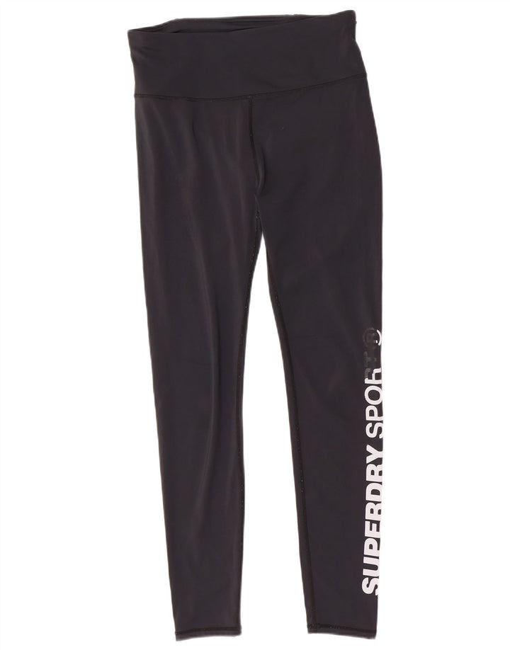 Superdry Leggings Graphiques Femme UK 14 Polyester Noir Moyen