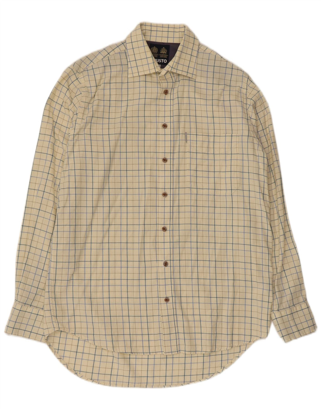 Musto Chemise Homme Taille 15 1/2 Coton à Carreaux Jaune Moyen