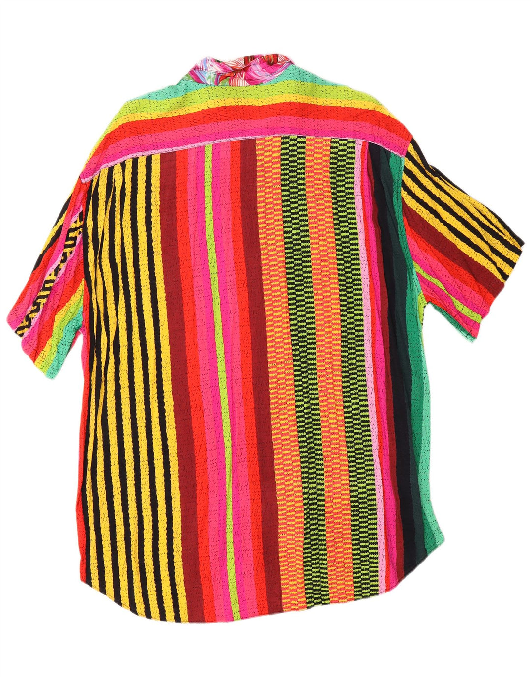 JAMS WORLD Mens Short Sleeve Shirt Large Multicoloured Striped Rayon