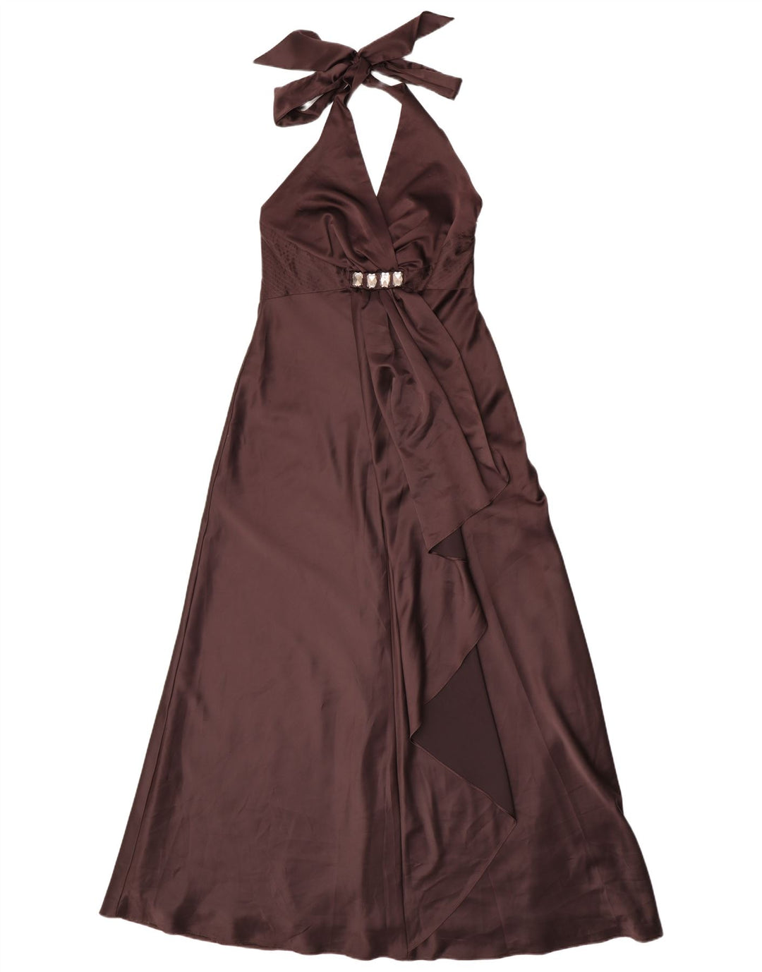 Debut Robe Maxi Licou pour Femme UK 42 Marron Moyen Polyester