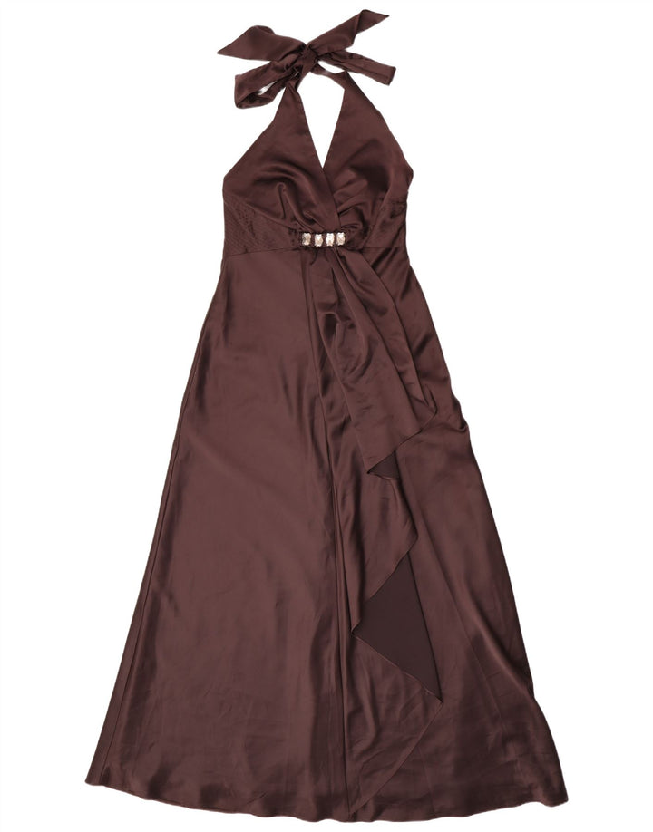 Debut Robe Maxi Licou pour Femme UK 42 Marron Moyen Polyester