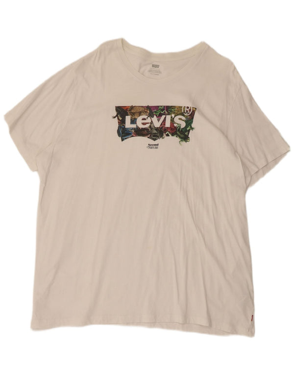 Levi's T-Shirt Graphique Femme 2XL Blanc Coton