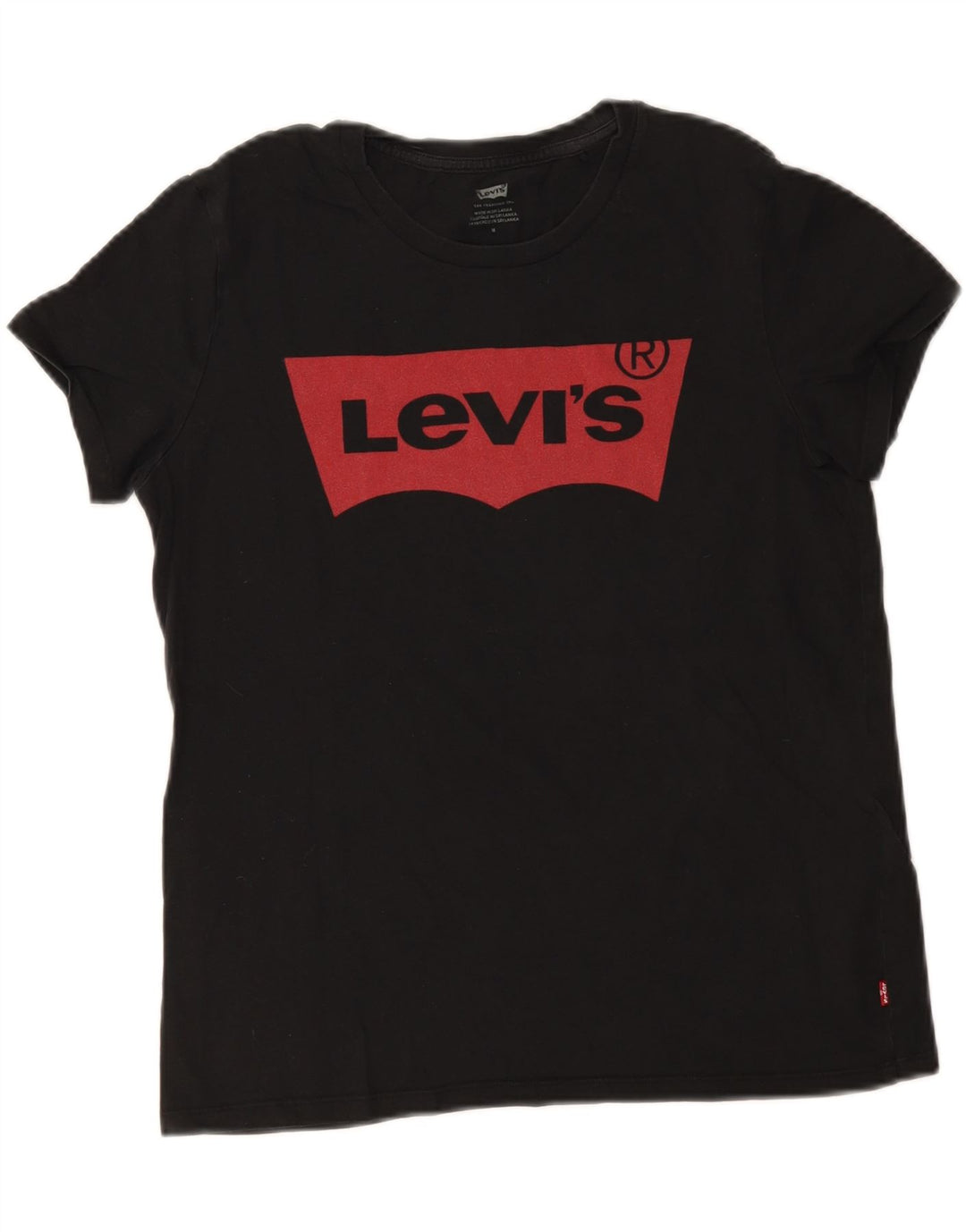 Levi's T-Shirt Graphique Femme UK 12 Noir Moyen Coton