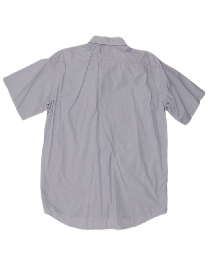 Lacoste Chemise à manches courtes pour hommes Taille 39 Coton à fines rayures bleu moyen
