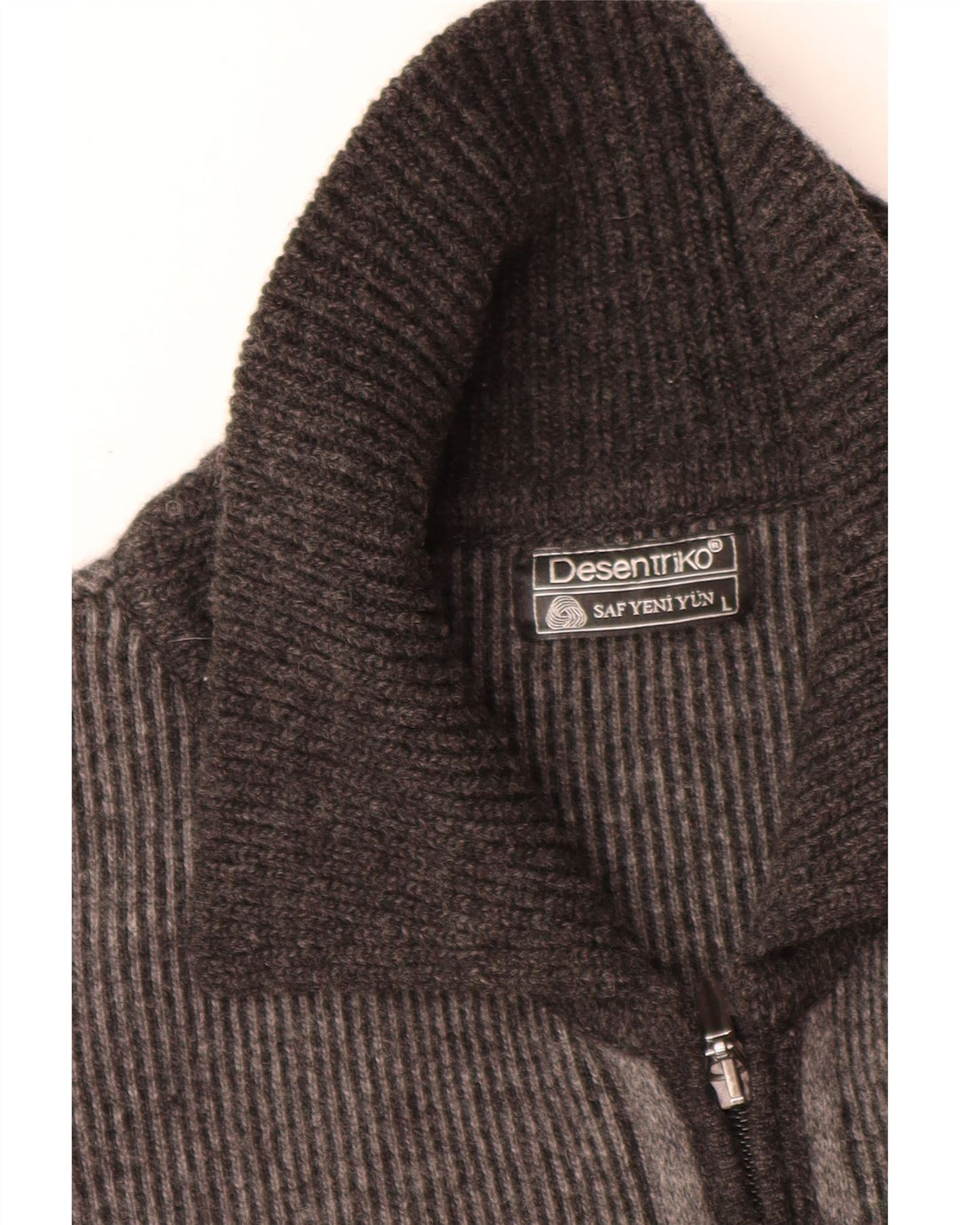 vintage Mens Cardigan Pull Grand Gris Colorblock