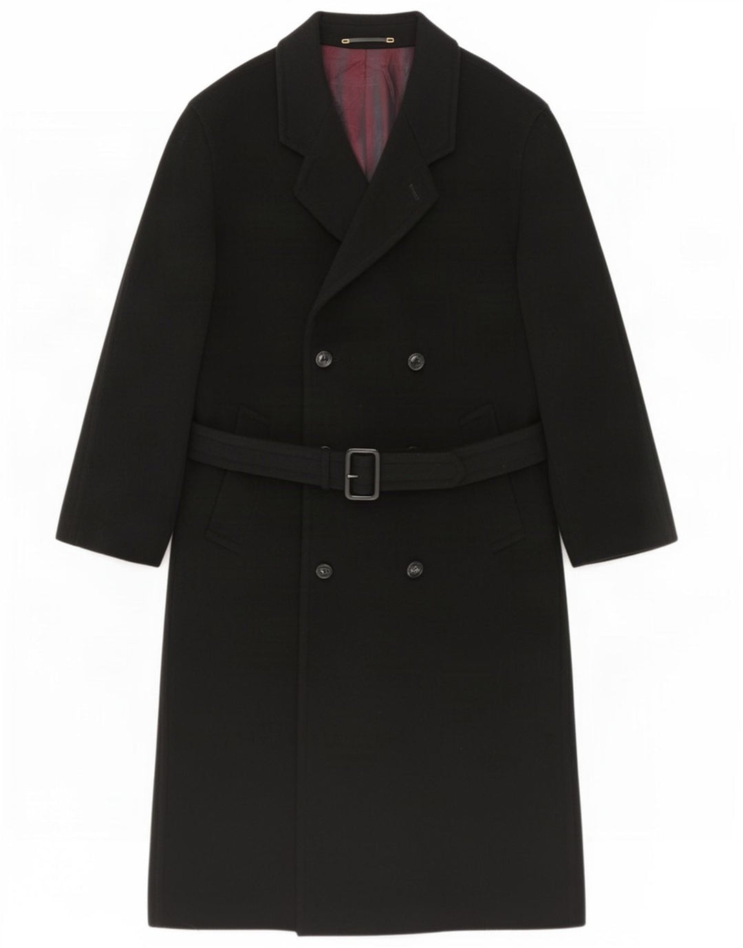 vintage Homme Double Breasted Coat UK 38 Laine Noire Moyenne