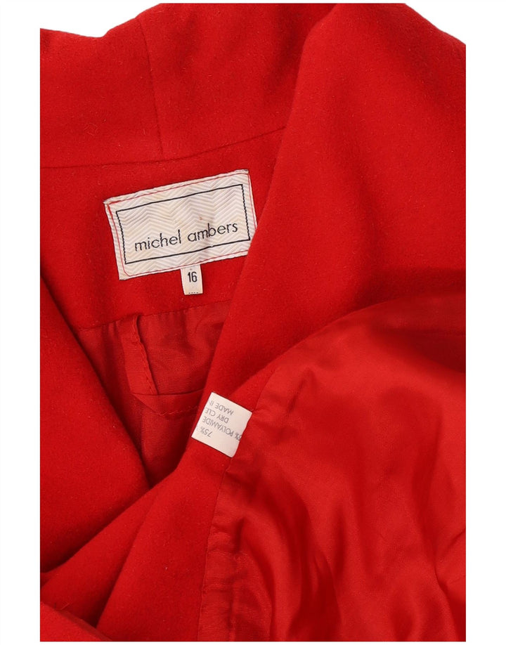 Michel Ambers Manteau double boutonnage surdimensionné pour femme UK 16 Grande laine rouge