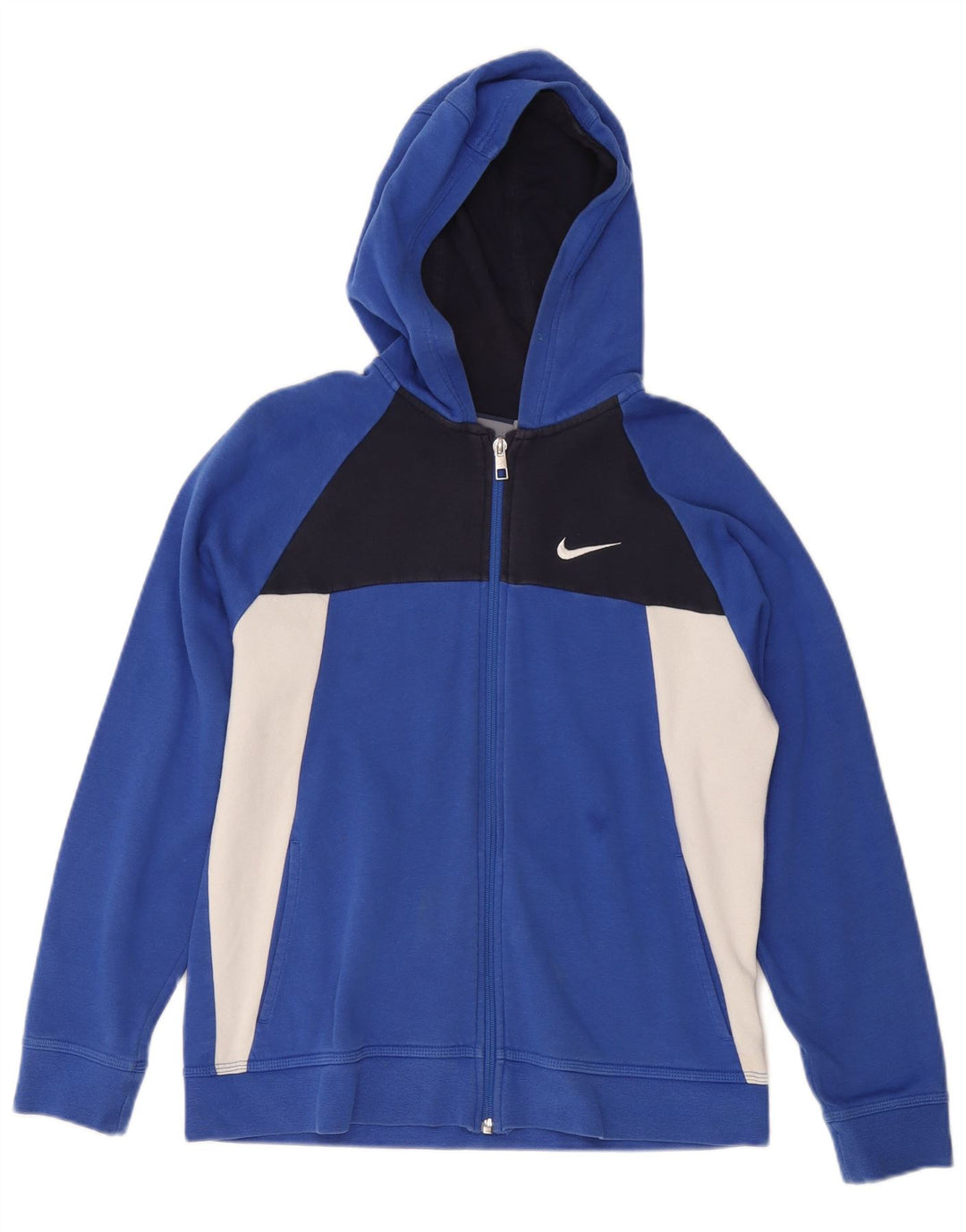 NIKE Pull à capuche zippé pour garçon 13-14 ans XL Bleu Colorblock Coton
