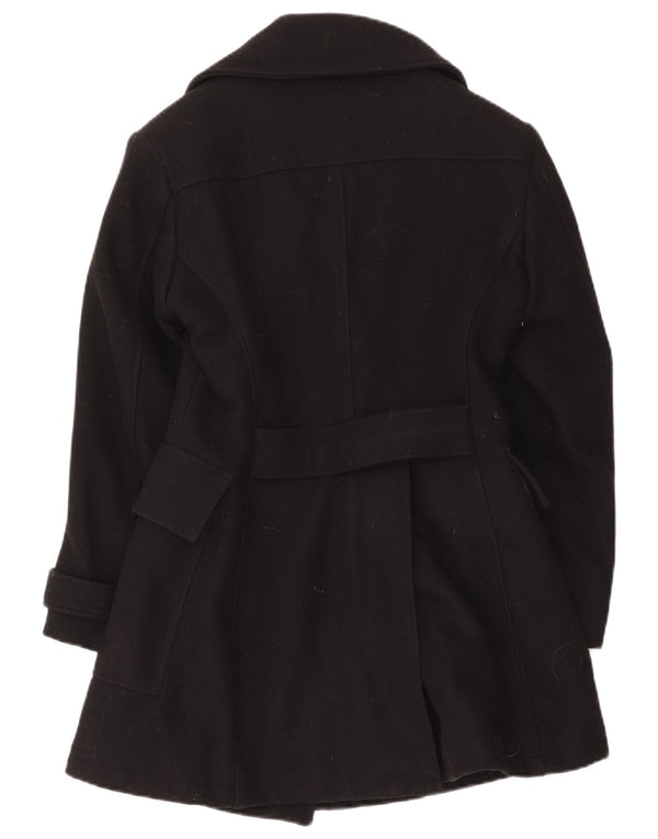 Bomb Boogie Manteau double boutonnage pour femme UK 10 Petite laine noire