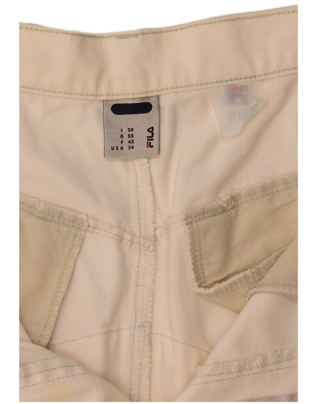 Fila Short Chino Homme IT 50 Large W34 Blanc Cassé