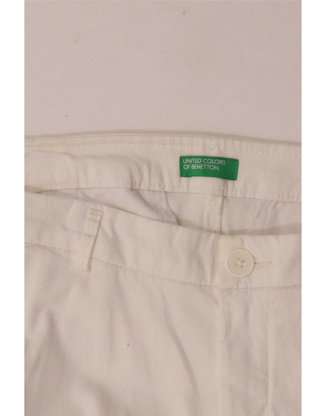Benetton Pantalon Court Droit W32 L25 Femme Blanc